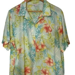 Dressbarn‎ Woman 2X Tropical Hawaiian Button Front Shirt Rayon Floral Print